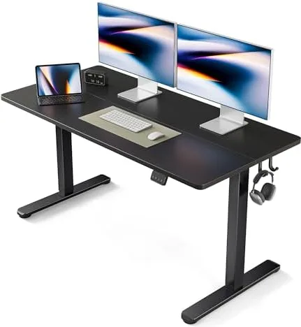 FEZIBO Electric Standing Desk, 55 x 24 Inches Height Adjustable Stand up Desk, Sit Stand Home Office Desk, Computer Desk, Black